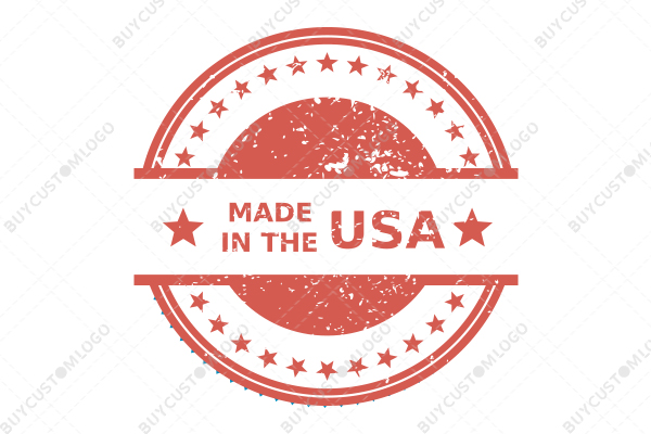 pink and white MADE IN THE USA seal with stars logo